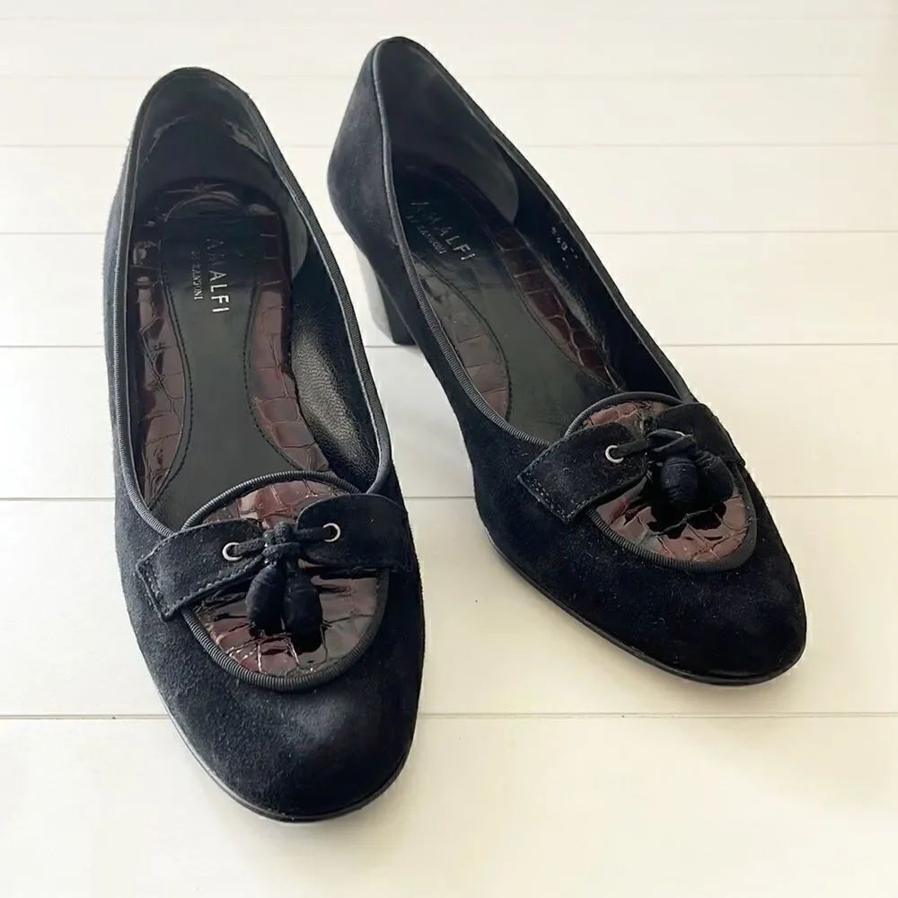 Vintage Amalfi Suede and Crocodile Tassel Pumps